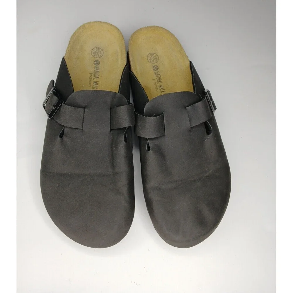 Natural Walk Black Clogs Size 9.5 | Comfort Slip-On Sandals |Cork Footbed Casual